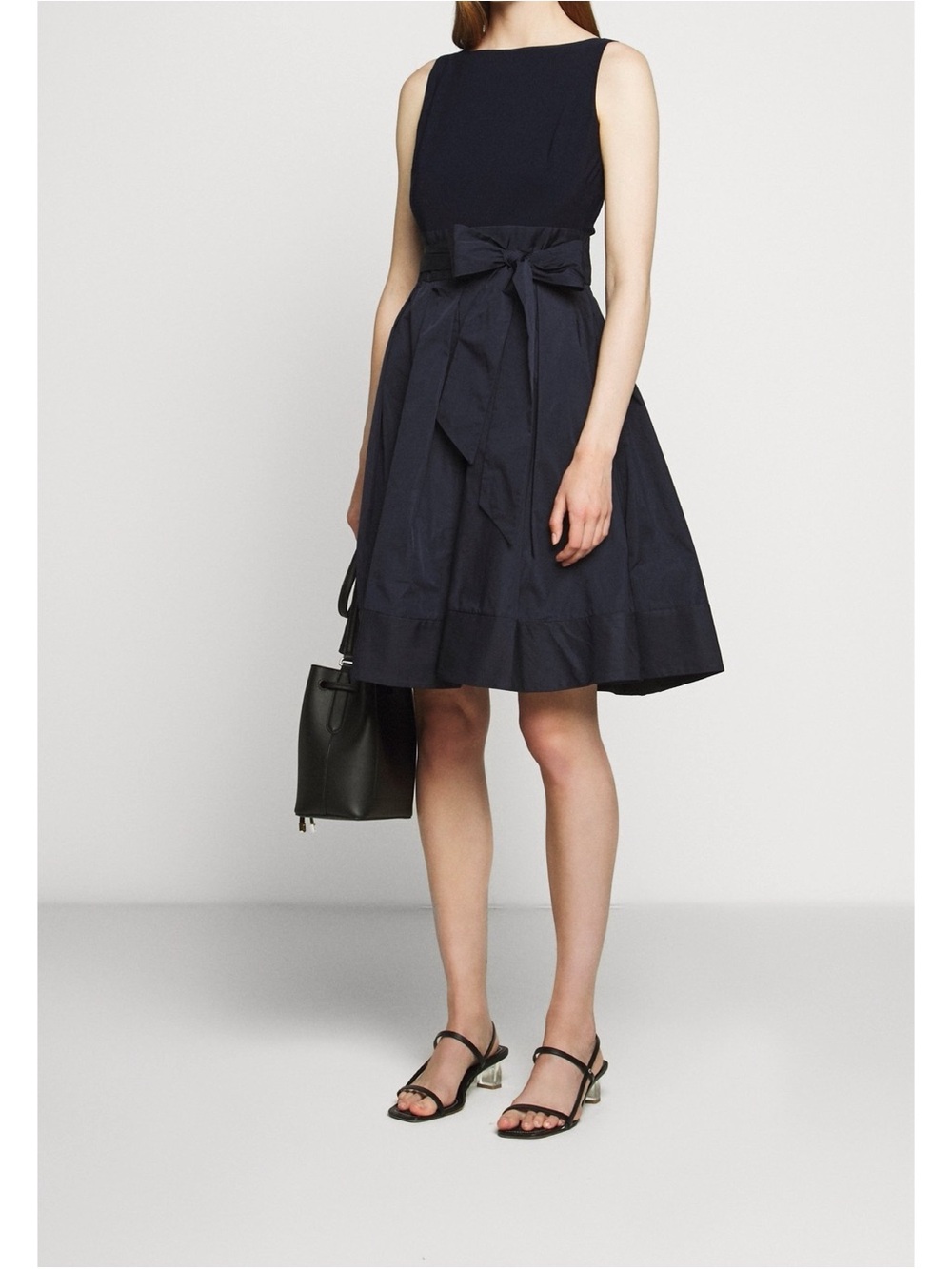 Ralph Lauren Taffeta-Skirt Sleeveless Dress Fit & Flare Navy Blue 6 Women’s